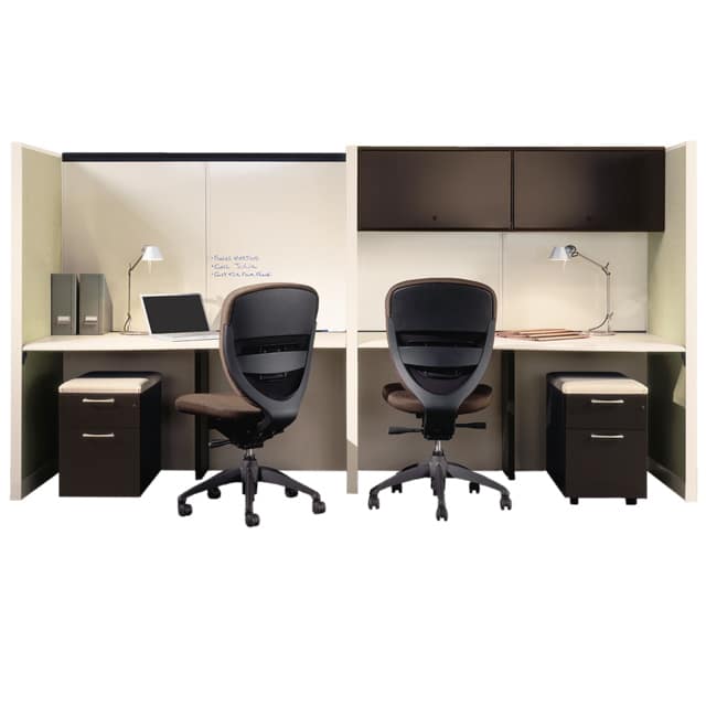 Kimball table and chair office area. Multiple person workstation Office furniture